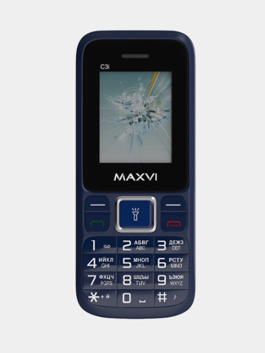 Синий мобильный телефон Maxvi C3i, аккумулятор 800 мАч