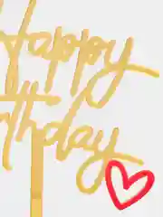 Золотой топпер для украшения торта Happy Birthday