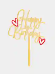 Золотой топпер для украшения торта Happy Birthday