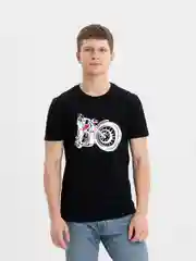 Черный мужская черная белая летняя футболка с принтом  рисунок Мотоцикл оверсайз, 100% хлопок