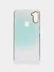 Бирюзовый силиконовый чехол Samsung A11 M11 рисунком,из органического стекла