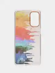 Темно-синий силиконовый чехол Samsung M52 рисунком,из органического стекла