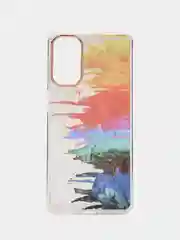 Темно-синий силиконовый чехол Samsung M52 рисунком,из органического стекла