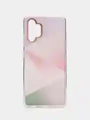 Сиреневый силиконовый чехол Samsung A32 рисунком,из органического стекла