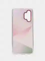 Сиреневый силиконовый чехол Samsung A32 рисунком,из органического стекла