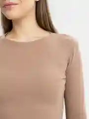 Бежевый топ с длинным рукавом, укороченный, в рубчик