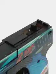 Синий пистолет-резинкострел USP-S ЮСП, деревянный