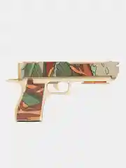 Коричневый деревянный пистолет резинкострел CS:GO
