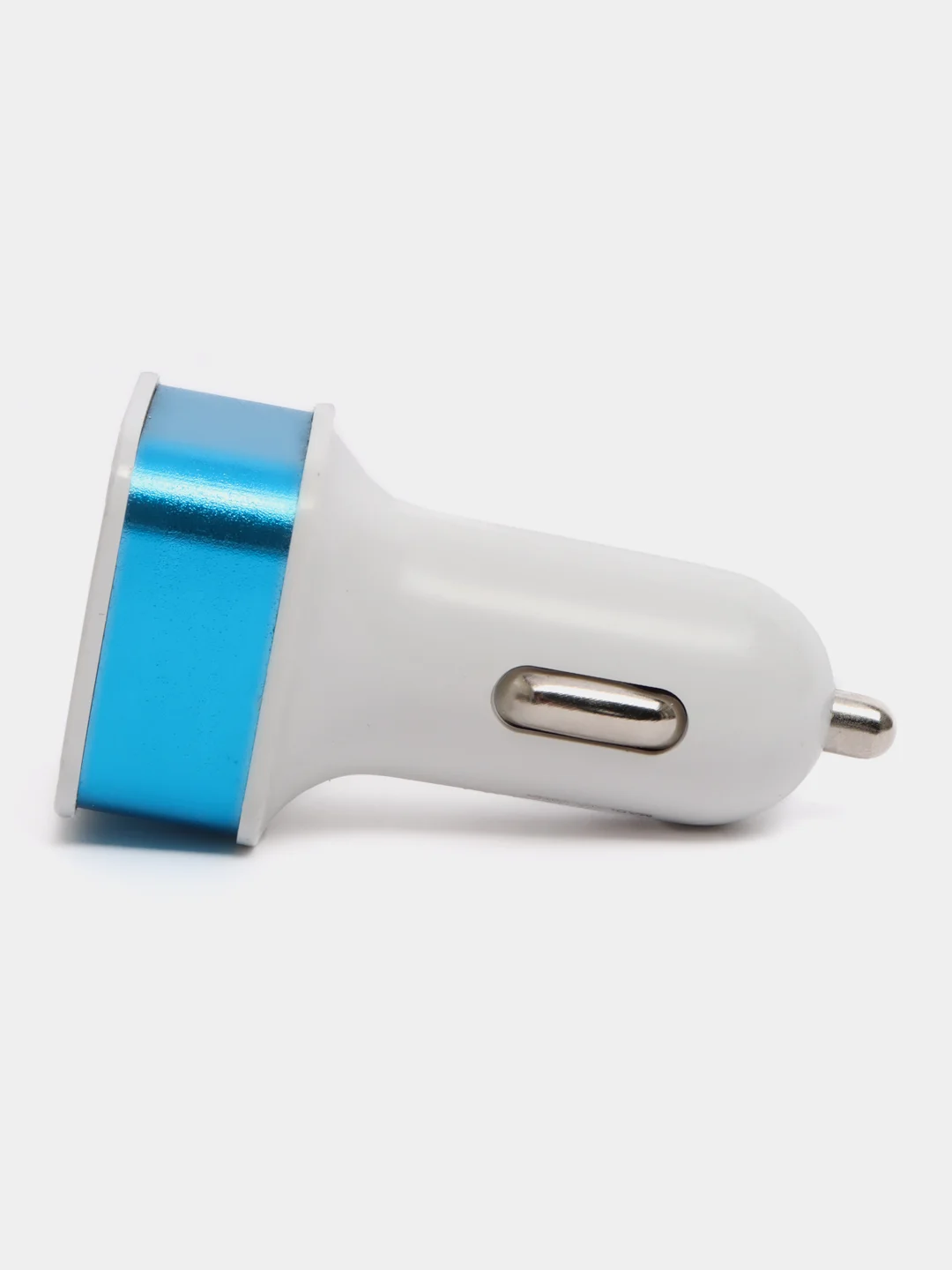 Серебряный автомобильное зарядное устройство 2xUSB с индикатором 1А, 2.1А /Автомобильный адаптер
