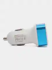 Серебряный автомобильное зарядное устройство 2xUSB с индикатором 1А, 2.1А /Автомобильный адаптер