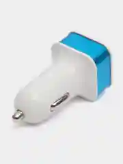 Серебряный автомобильное зарядное устройство 2xUSB с индикатором 1А, 2.1А /Автомобильный адаптер