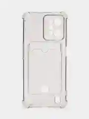 Черный чехол противоударный для Realme C31 / Реалми С31 прозрачный, с карманом для карты