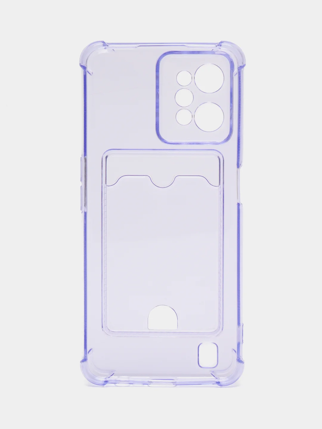 Лавандовый чехол противоударный для Realme C31 / Реалми С31 прозрачный, с карманом для карты