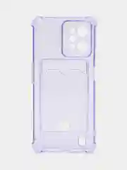 Лавандовый чехол противоударный для Realme C31 / Реалми С31 прозрачный, с карманом для карты