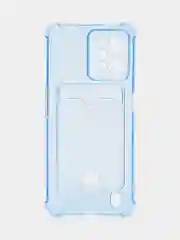 Голубой чехол противоударный для Realme C31 / Реалми С31 прозрачный, с карманом для карты