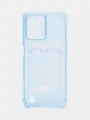 Голубой чехол противоударный для Realme C31 / Реалми С31 прозрачный, с карманом для карты
