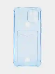 Голубой чехол Xiaomi Redmi A1 Plus A2+ Poco C51 Редми А1 Плюс прозрачный с карманом для карты