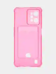 Фуксия чехол противоударный для Realme C31 / Реалми С31 прозрачный, с карманом для карты