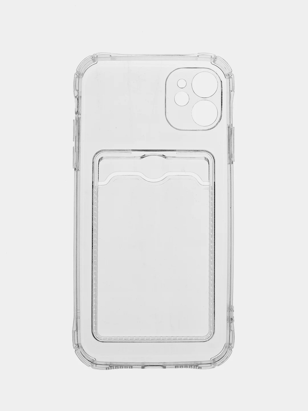 Прозрачный чехол iPhone 11, 15 Pro, 14 Max, 13, 12, XR, XS, 6, 7, 8 Plus, SE, с карманом для карт, прозрачный