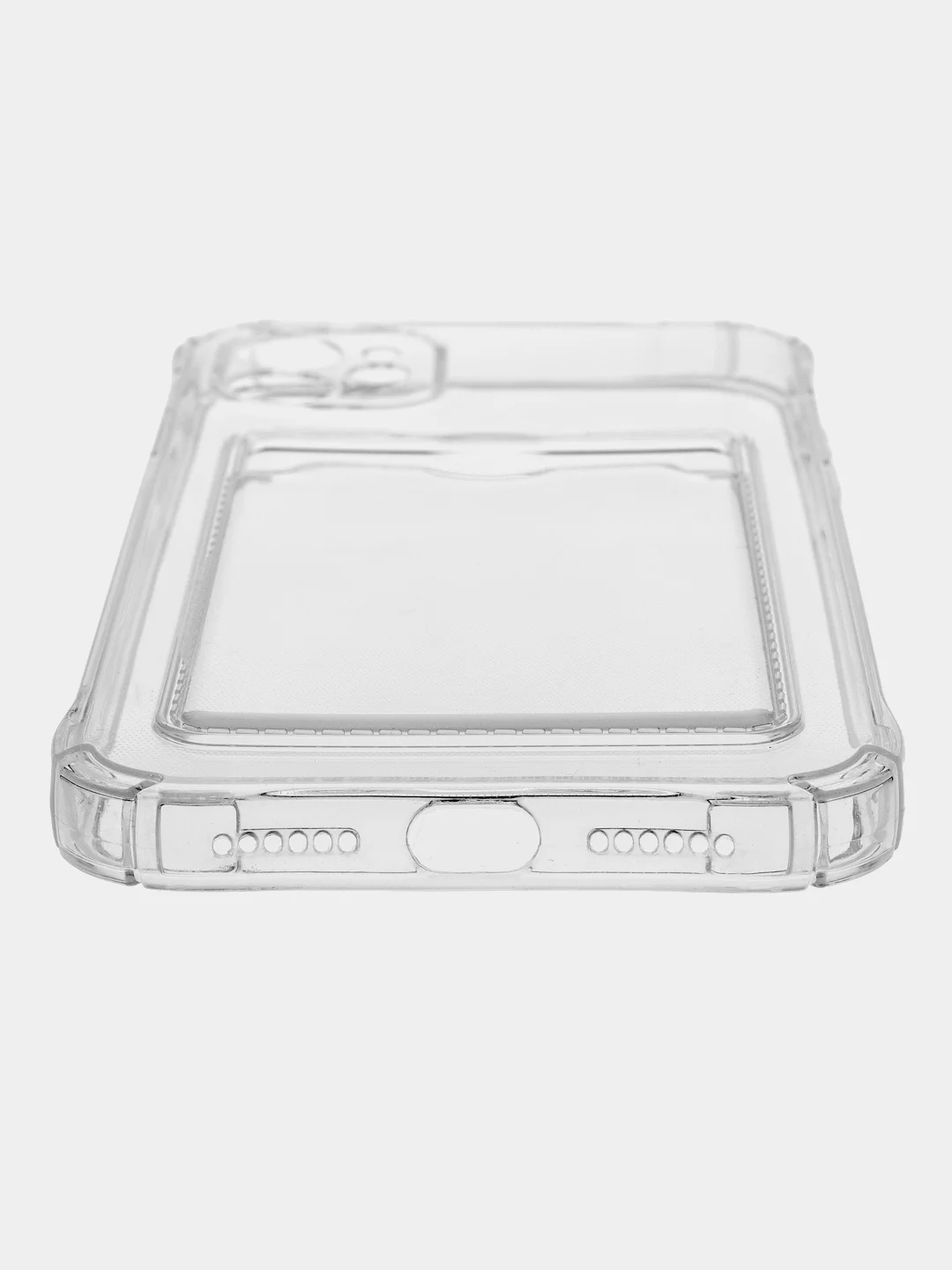 Прозрачный чехол iPhone 11, 15 Pro, 14 Max, 13, 12, XR, XS, 6, 7, 8 Plus, SE, с карманом для карт, прозрачный