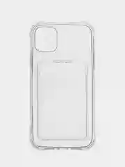 Прозрачный чехол iPhone 11, 15 Pro, 14 Max, 13, 12, XR, XS, 6, 7, 8 Plus, SE, с карманом для карт, прозрачный