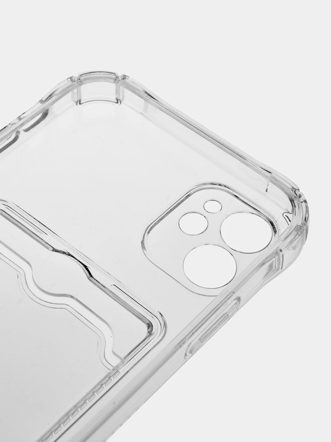 Прозрачный чехол iPhone 11, 15 Pro, 14 Max, 13, 12, XR, XS, 6, 7, 8 Plus, SE, с карманом для карт, прозрачный