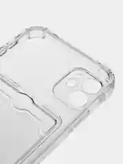 Прозрачный чехол iPhone 11, 15 Pro, 14 Max, 13, 12, XR, XS, 6, 7, 8 Plus, SE, с карманом для карт, прозрачный