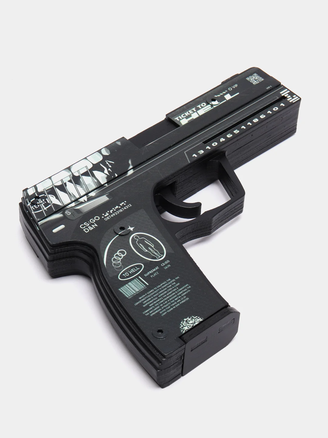 Черный пистолет-резинкострел USP-S ЮСП, деревянный