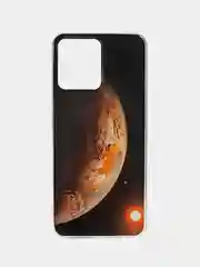 Тёмно-бордовый чехол Realme C31, C30, C33, силиконовый с рисунком