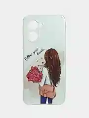 Фиолетовый чехол Realme C31, C30, C33, силиконовый с рисунком