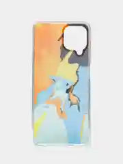 Светло-оранжевый силиконовый чехол Samsung A22 рисунком,из органического стекла