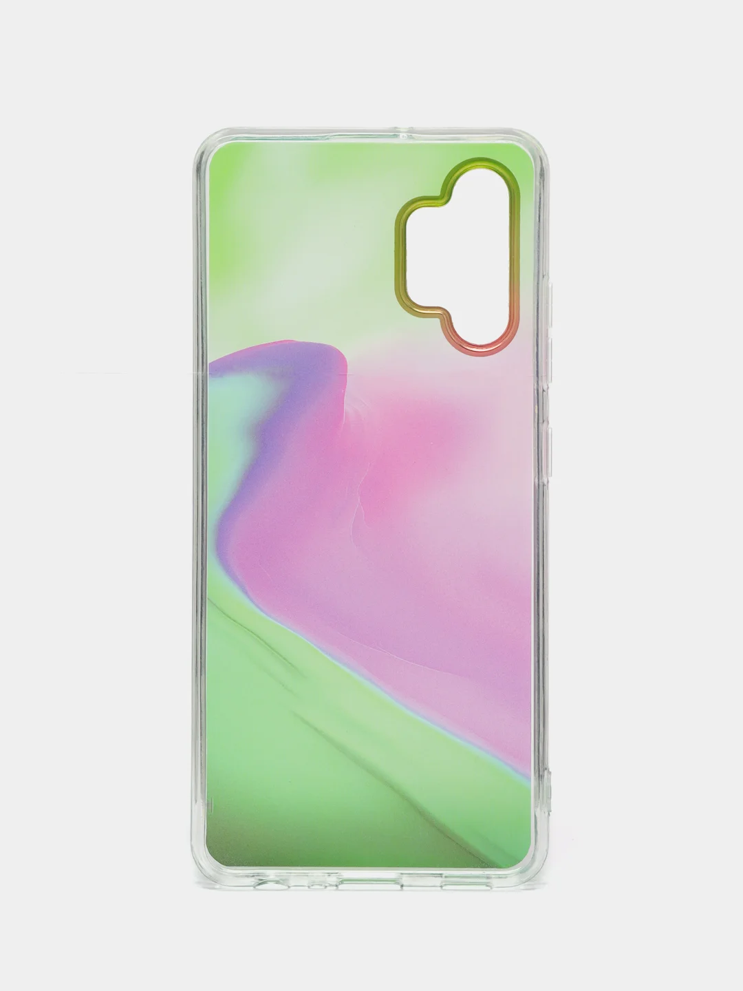 Мятный силиконовый чехол Samsung A32 рисунком,из органического стекла