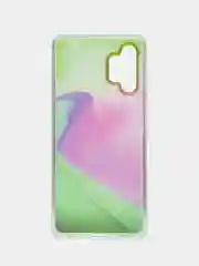 Мятный силиконовый чехол Samsung A32 рисунком,из органического стекла