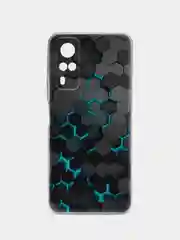 Бирюзовый силиконовый чехол на Vivo Y31/Y53s 4G / Виво Y31 прозрачный, с рисунком, защита камеры