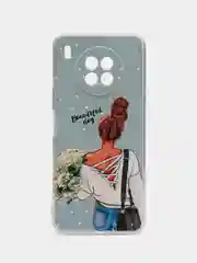 Тёмно-серый чехол на Huawei Nova 8i/Honor 50 lite / Хонор 50 Лайт прозрачный с рисунком, защита камеры