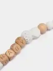 Белый держатель - клипса с зажимом деревянный для соски, пустышки, прорезывателя
