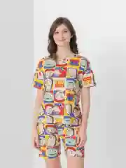 Белый пижама женская футболка и шорты