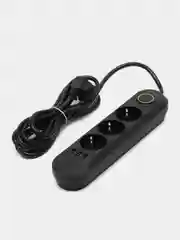 Черный сетевой фильтр, с USB разъемами, 3 м