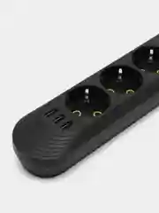 Черный сетевой фильтр, с USB разъемами, 3 м