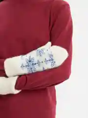 Голубой шерстяные варежки