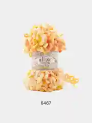 Светло-оранжевый пряжа Alize Puffy Fine Color, петельки маленькие, 100 г, 14 м
