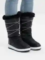 Черный дутики женские, зимние, с мехом