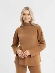 Горчичный трикотажный костюм "Лапша"