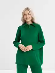 Зеленый трикотажный костюм, брюки палаццо