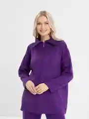 Фиолетовый трикотажный костюм, брюки палаццо