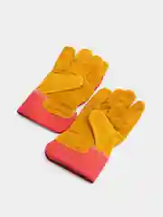 Перчатки спилковые, комбинированные, желтые