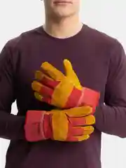 Перчатки спилковые, комбинированные, желтые