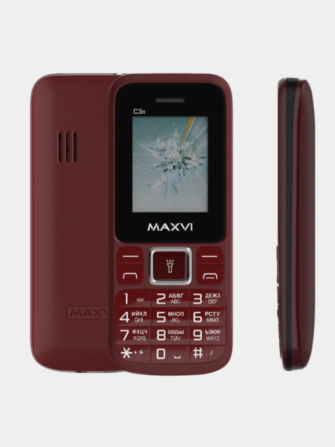 Красный мобильный телефон Maxvi C3n, аккумулятор 800 мАч