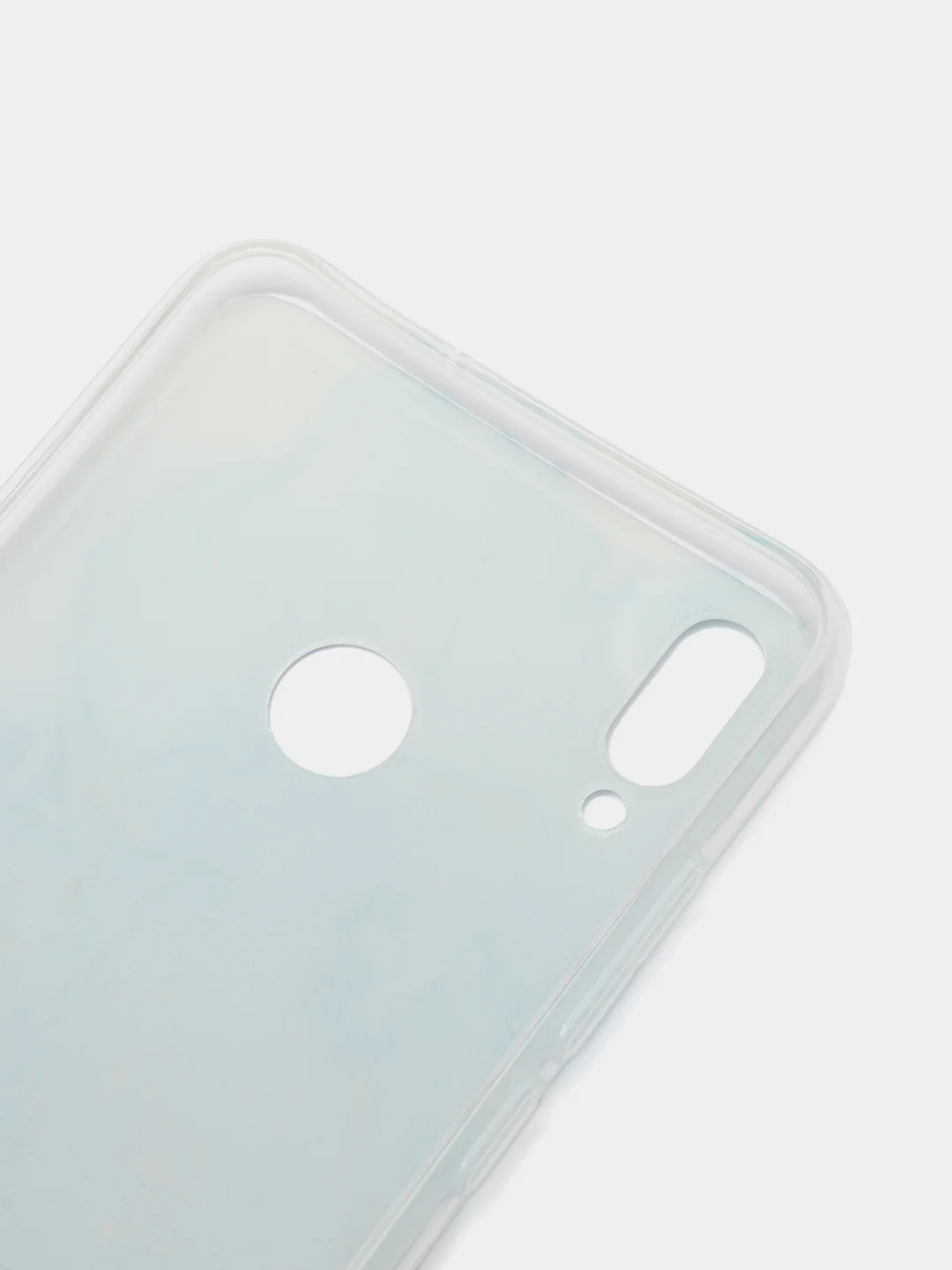 Светло-синий силиконовый чехол на Honor 8X / Хонор 8Х прозрачный, с рисунком, защита камеры