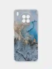Голубой чехол на Huawei Nova 8i/Honor 50 lite / Хонор 50 Лайт прозрачный с рисунком, защита камеры